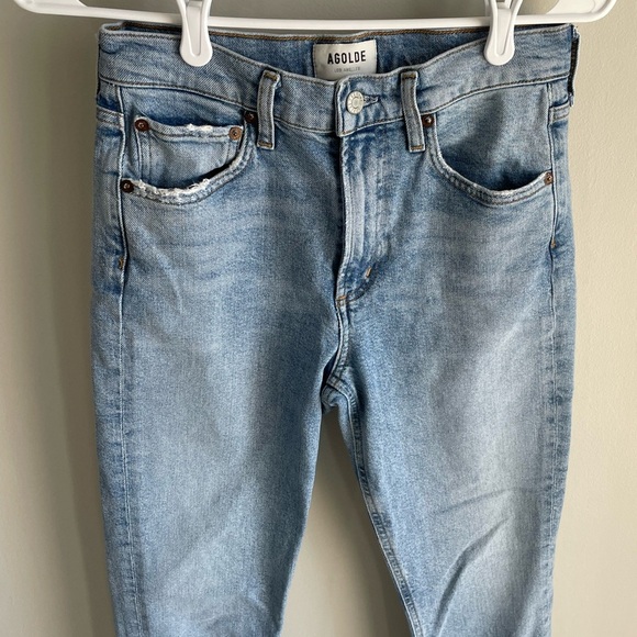 Agolde Merrel Mid-Rise Slim Straight Jeans - Light Wash Astray - Size 25 - Picture 11 of 15